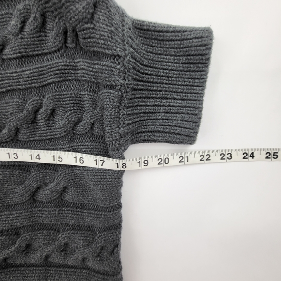 Talbots Women's Petite SP Gray Cable Knit Large Button Collard Cardigan Sweater - Picture 8 of 8